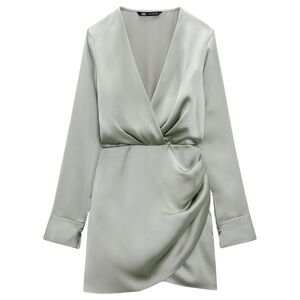 ZARA WRAP FRONT SATIN EFFECT DRESS
